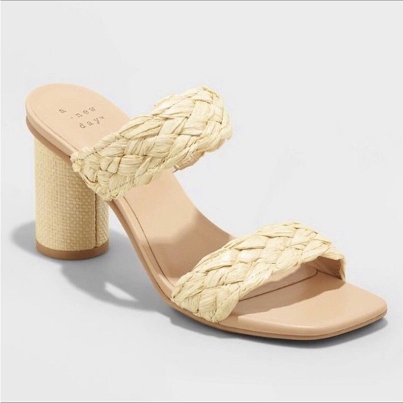 A New Day | Basil Heels, Braided Strap Block Heel Sandals - Picture 1 of 5